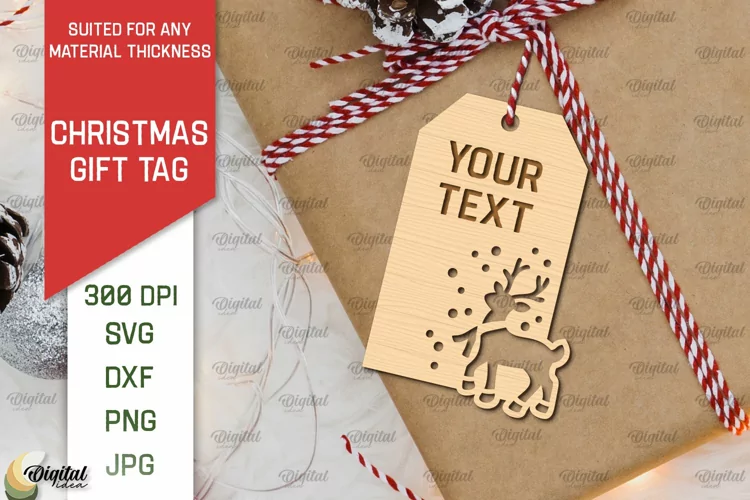 Christmas Gift Tag Laser Cut. Merry Christmas SVG Design