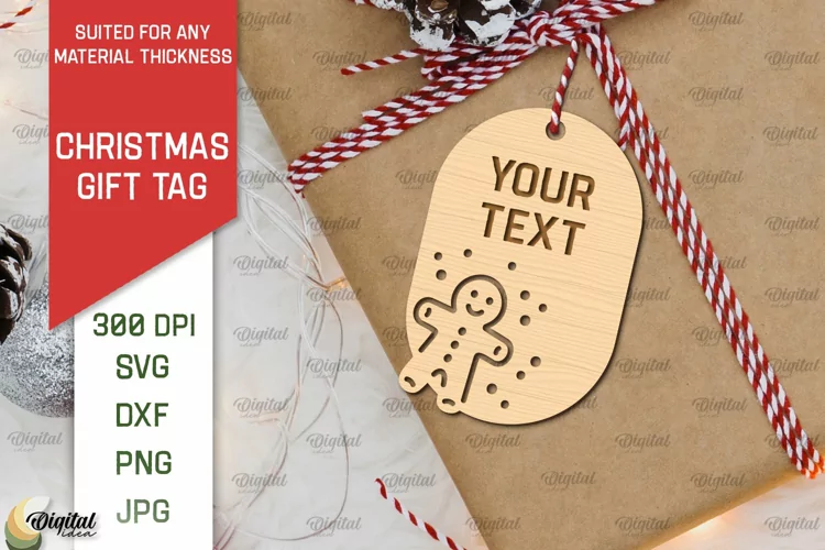 Christmas Gift Tag Laser Cut. Merry Christmas SVG Design