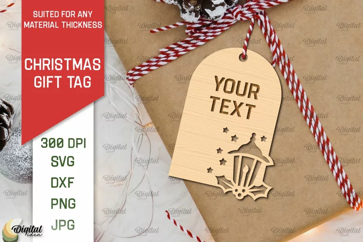 Christmas Gift Tag Laser Cut. Merry Christmas SVG Design