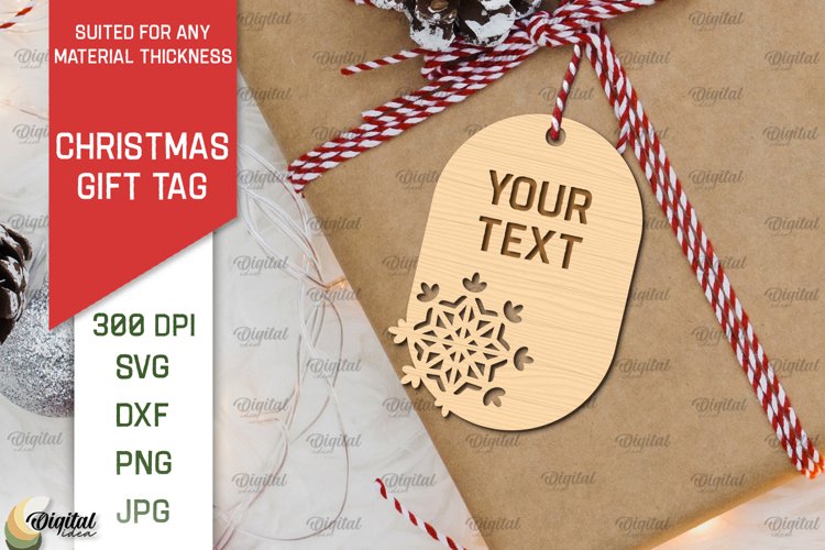Christmas Gift Tag Laser Cut. Merry Christmas SVG Design