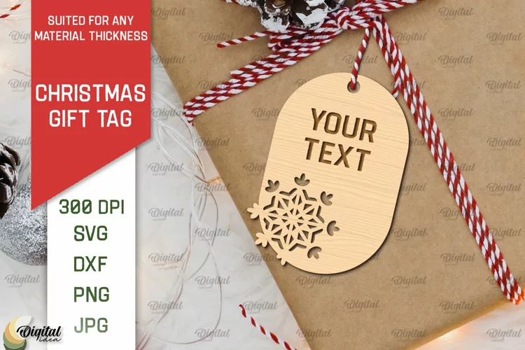 Christmas Gift Tag Laser Cut. Merry Christmas SVG Design