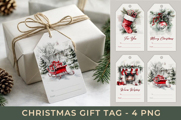 Christmas gift tag, xmas gift tag, holiday gift tag