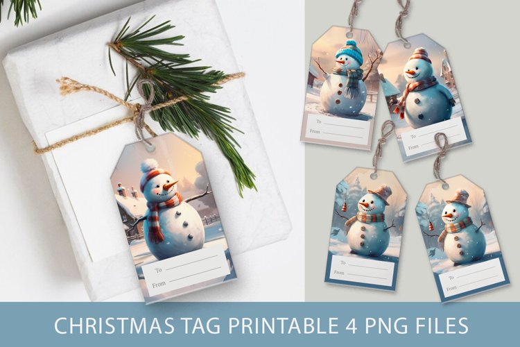 Christmas gift tag, snowman gift tag printable