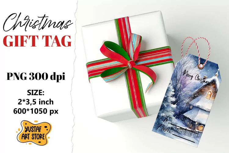 Christmas Gift Tags. Christmas labels watercolor design