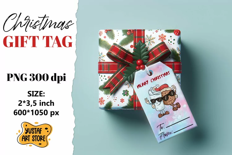 Christmas Gift Tags. Christmas labels retro mascot design