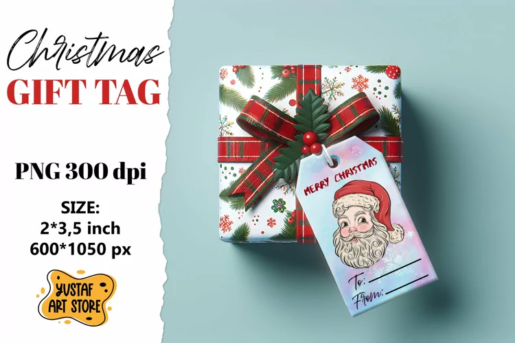 Christmas Gift Tags. Christmas labels retro mascot design