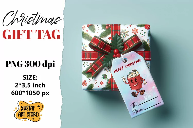 Christmas Gift Tags. Christmas labels retro mascot design