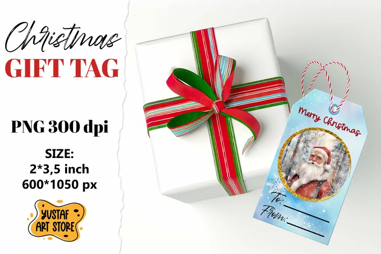 Christmas Gift Tags. Christmas labels Santa Claus design