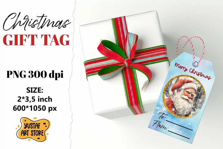 Christmas Gift Tags. Christmas labels Santa Claus design