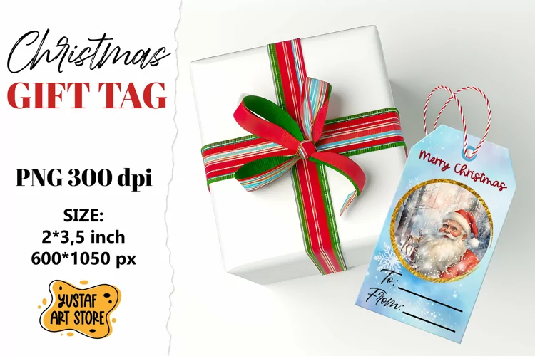 Christmas Gift Tags. Christmas labels Santa Claus design