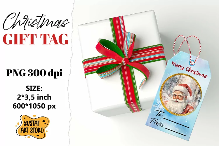 Christmas Gift Tags. Christmas labels Santa Claus design