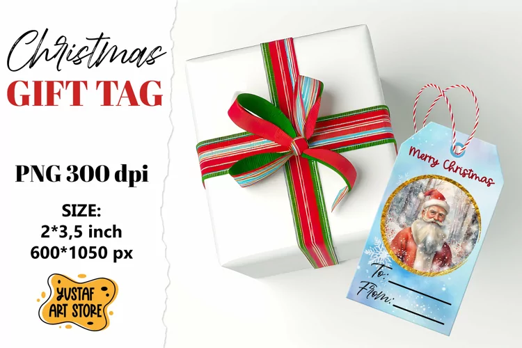 Christmas Gift Tags. Christmas labels Santa Claus design