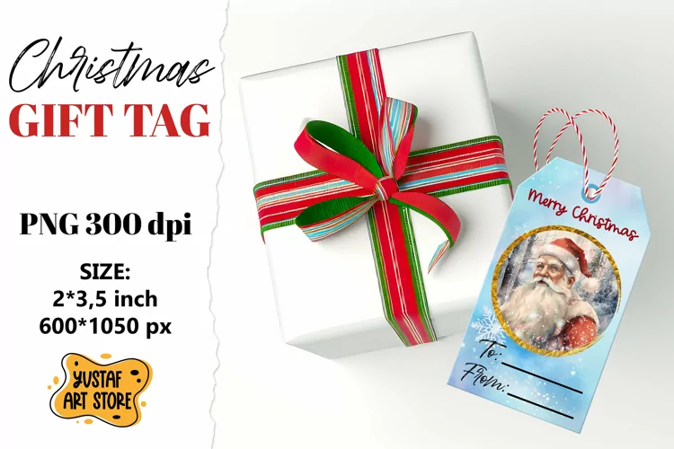 Christmas Gift Tags. Christmas labels Santa Claus design