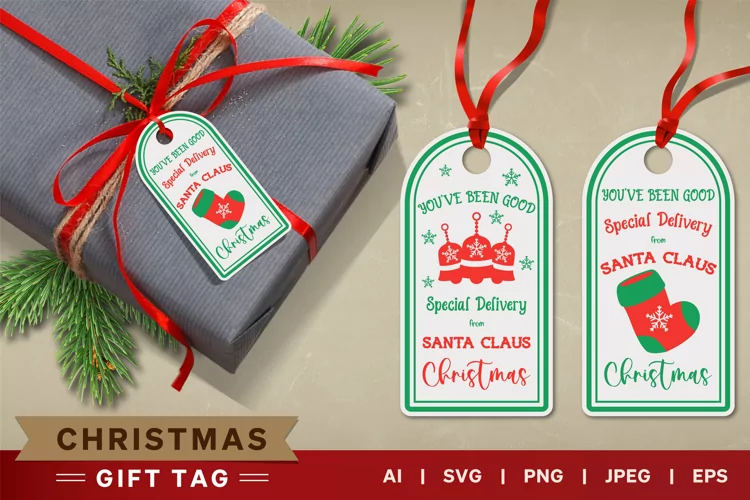 Special Delivery from Santa, Christmas Gift Tag Set Template