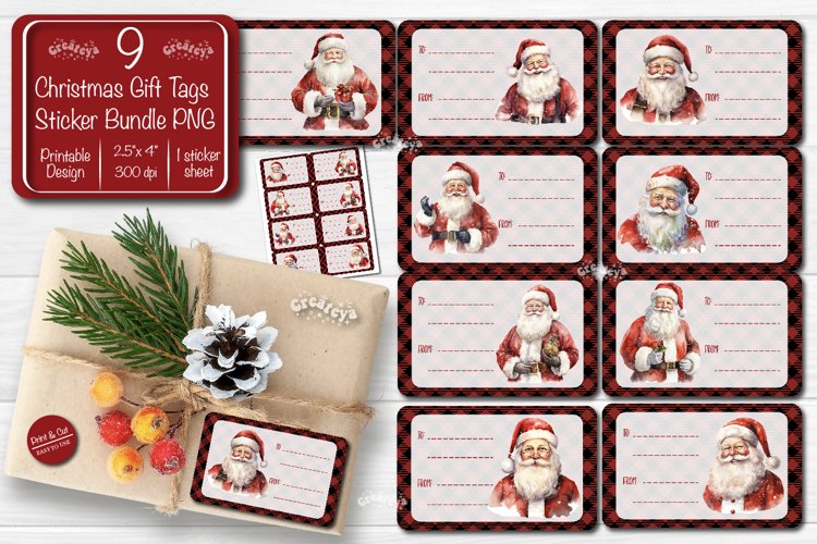 Christmas Gift Tag Stickers Bundle Christmas tag printable