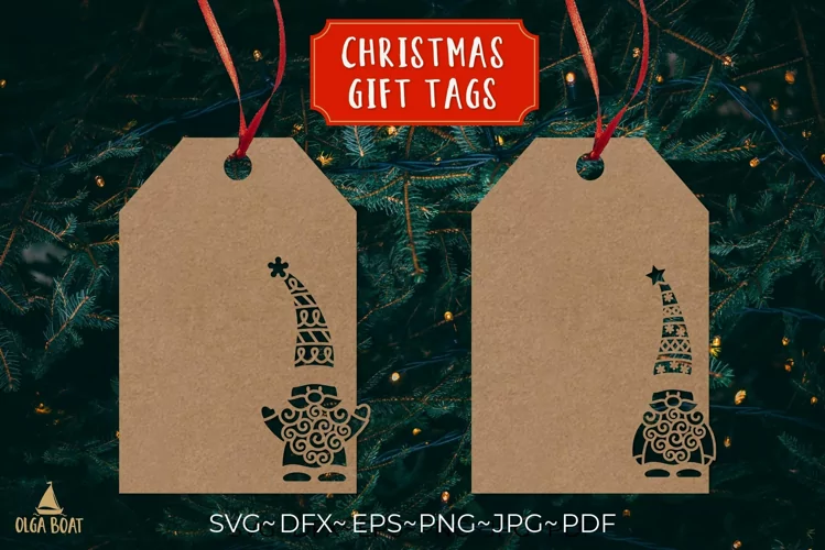 Christmas gift tag svg | Christmas gnomes template
