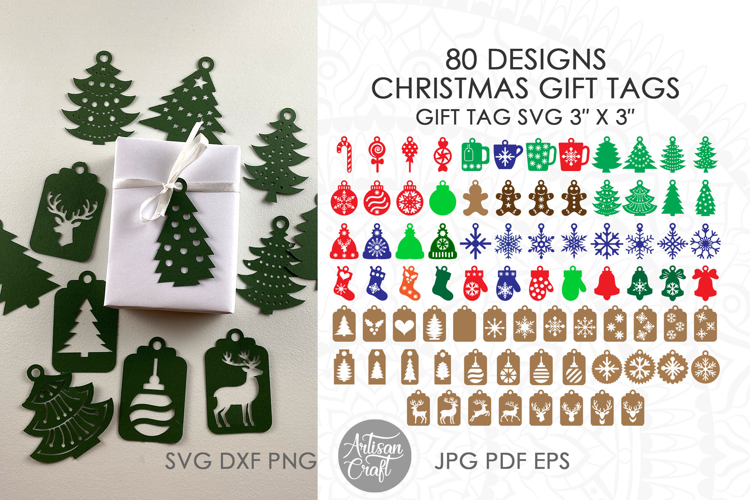 Christmas gift tag SVG bundle, Christmas paper project
