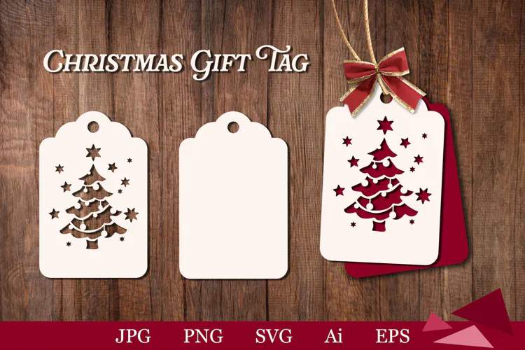 Christmas gift tag with a Christmas tree SVG