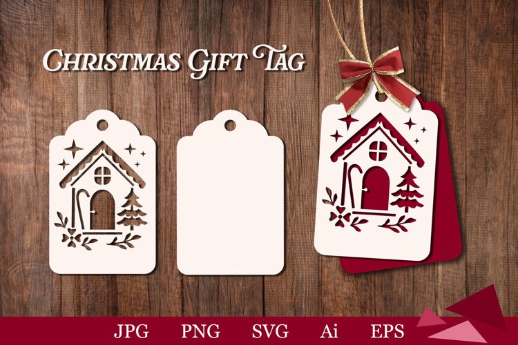 Christmas gift tag SVG, Christmas tag SVG, holiday gift tag SVG, laser cut Christmas tag,