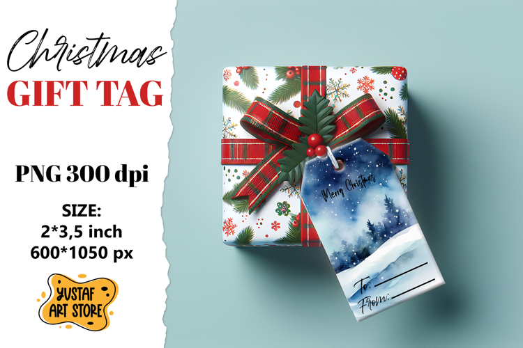 Christmas Gift Tags. Christmas labels watercolor design