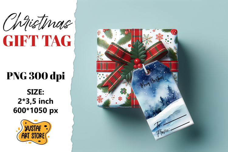 Christmas Gift Tags. Christmas labels watercolor design