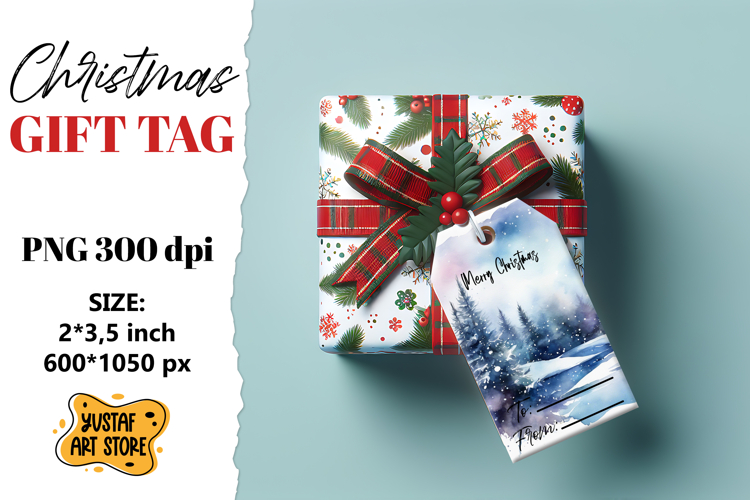 Christmas Gift Tags. Christmas labels watercolor design