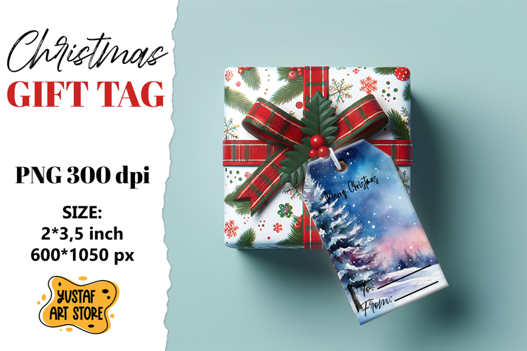 Christmas Gift Tags. Christmas labels watercolor design