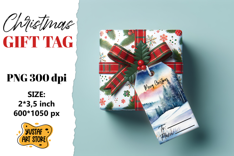 Christmas Gift Tags. Christmas labels watercolor design