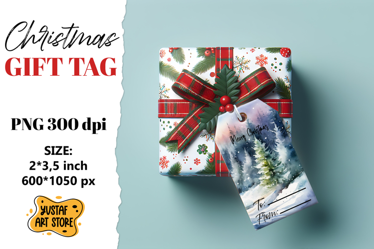 Christmas Gift Tags. Christmas labels watercolor design