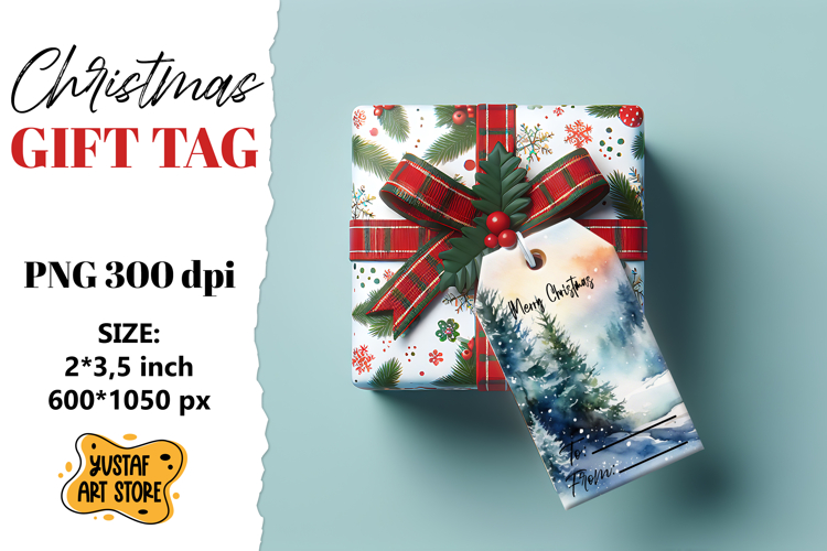 Christmas Gift Tags. Christmas labels watercolor design