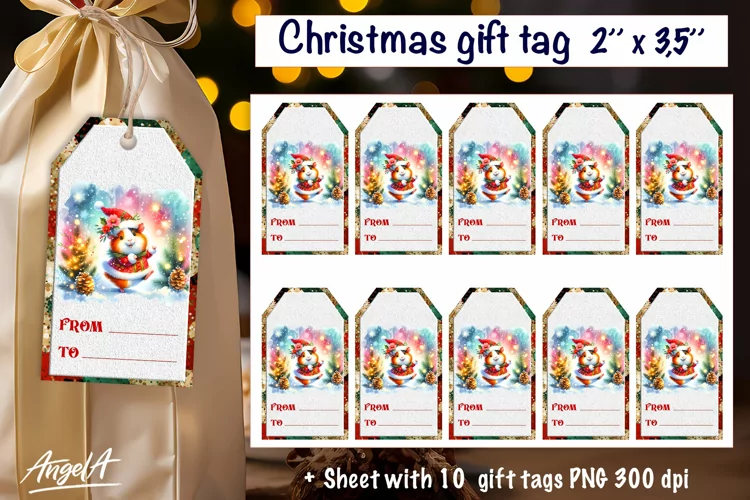 Christmas gift tags, funny Christmas animal hamster PNG
