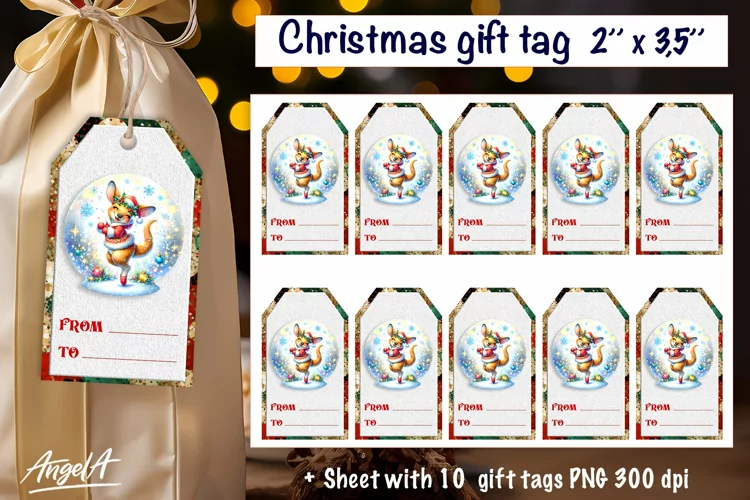 Christmas gift tags, funny Christmas animal baby kangaroo