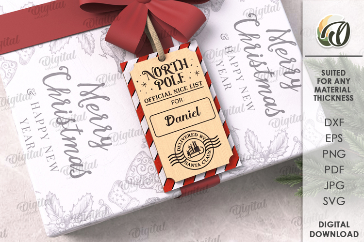 Christmas Gift Tag Laser Cut. Christmas SVG