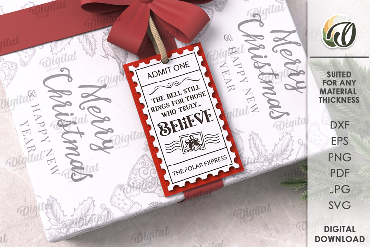 Christmas Gift Tag Laser Cut. Christmas SVG
