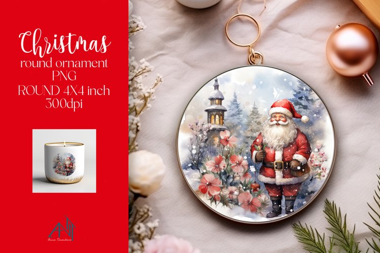 Christmas Round Ornament Sublimation PNG example image 1
