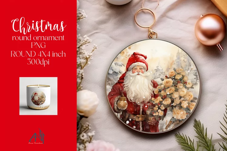 Christmas Round Ornament Sublimation PNG
