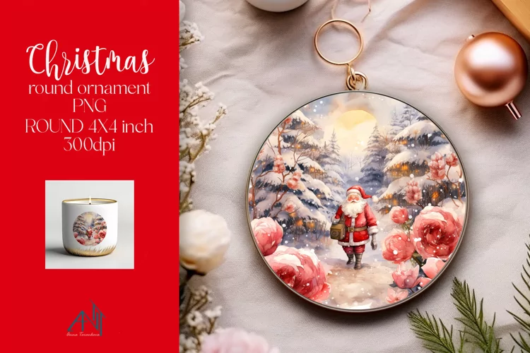 Christmas Round Ornament Sublimation PNG