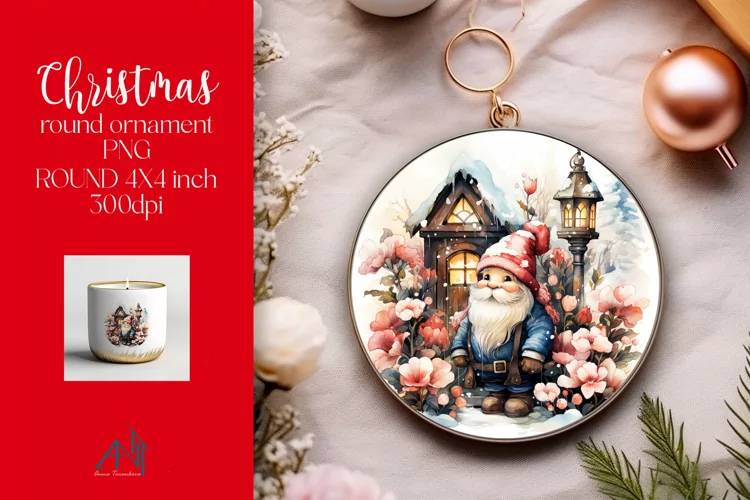 Christmas Round Ornament Sublimation PNG