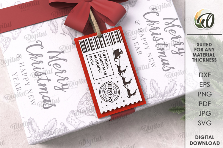 Christmas Gift Tag Laser Cut. Christmas SVG