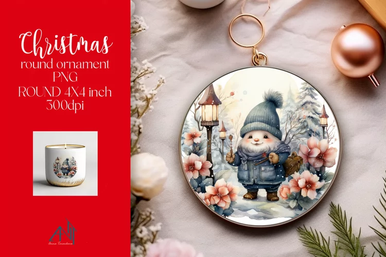 Christmas Round Ornament Sublimation PNG