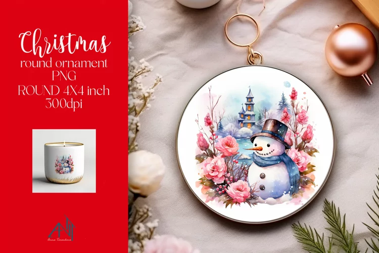 Christmas Round Ornament Sublimation PNG