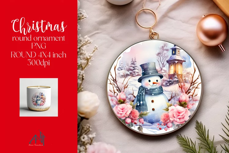 Christmas Round Ornament Sublimation PNG