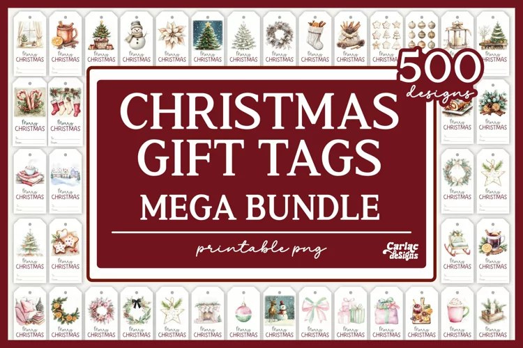 Christmas Gift Tags, Printable Gift Tags Mega Bundle