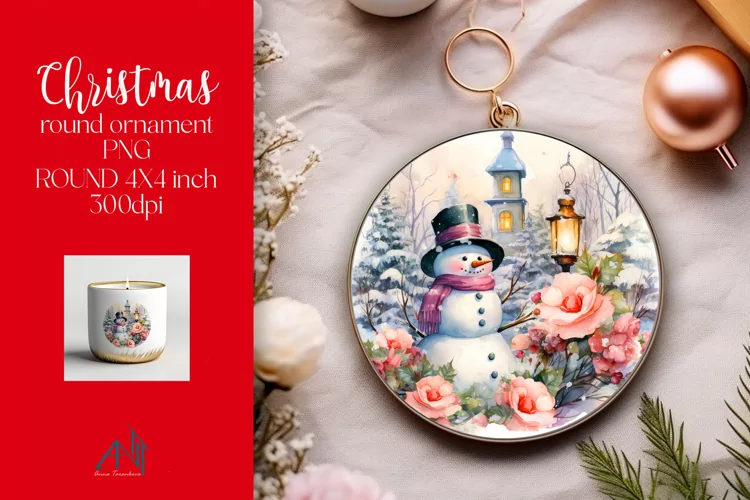 Christmas Round Ornament Sublimation PNG
