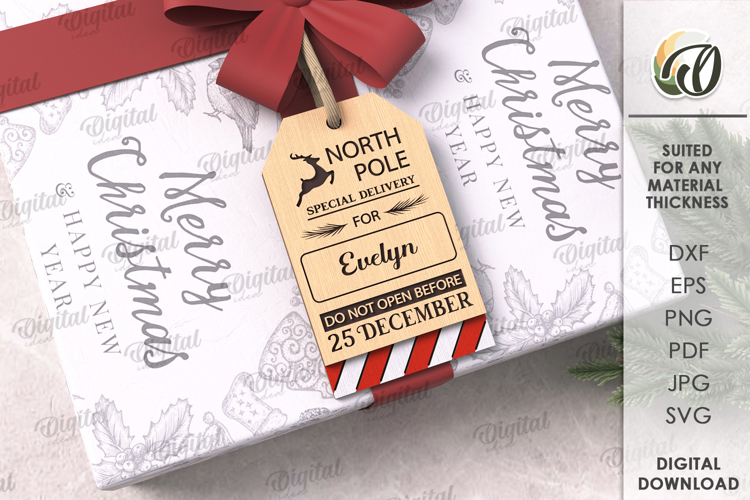 Christmas Gift Tag Laser Cut. Christmas SVG