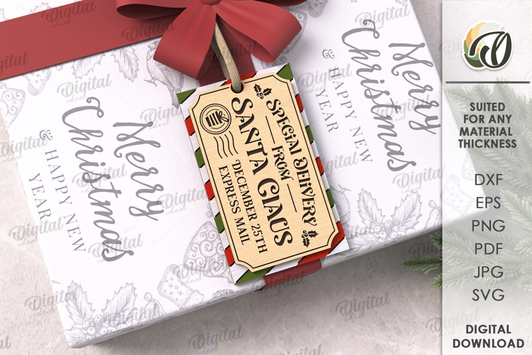 Christmas Gift Tag Laser Cut. Christmas SVG