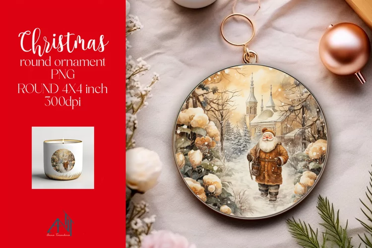 Christmas Round Ornament Sublimation PNG