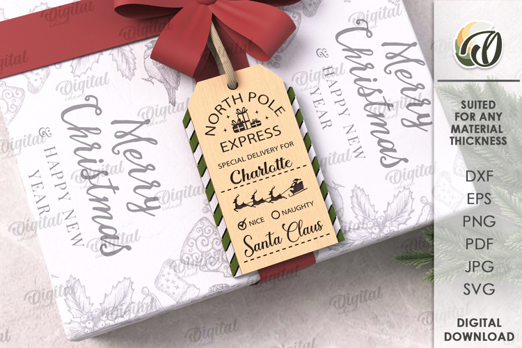 Christmas Gift Tag Laser Cut. Christmas SVG