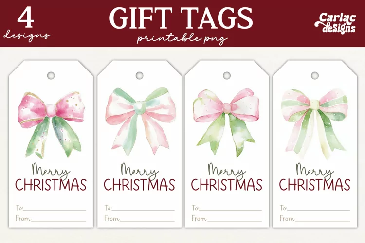 Christmas Gift Tags, Merry Christmas Printable Tags