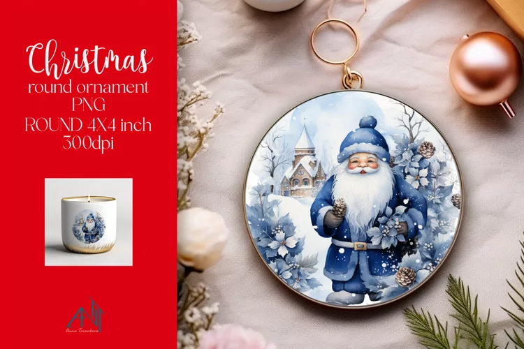 Christmas Round Ornament Sublimation PNG